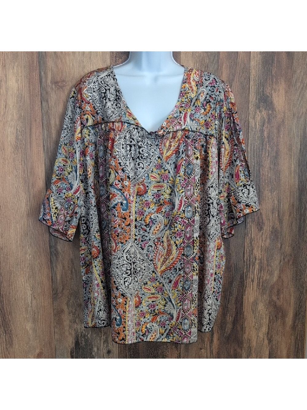 Boture Curve Multicolor Paisley Women's Blouse 3XL                         D103